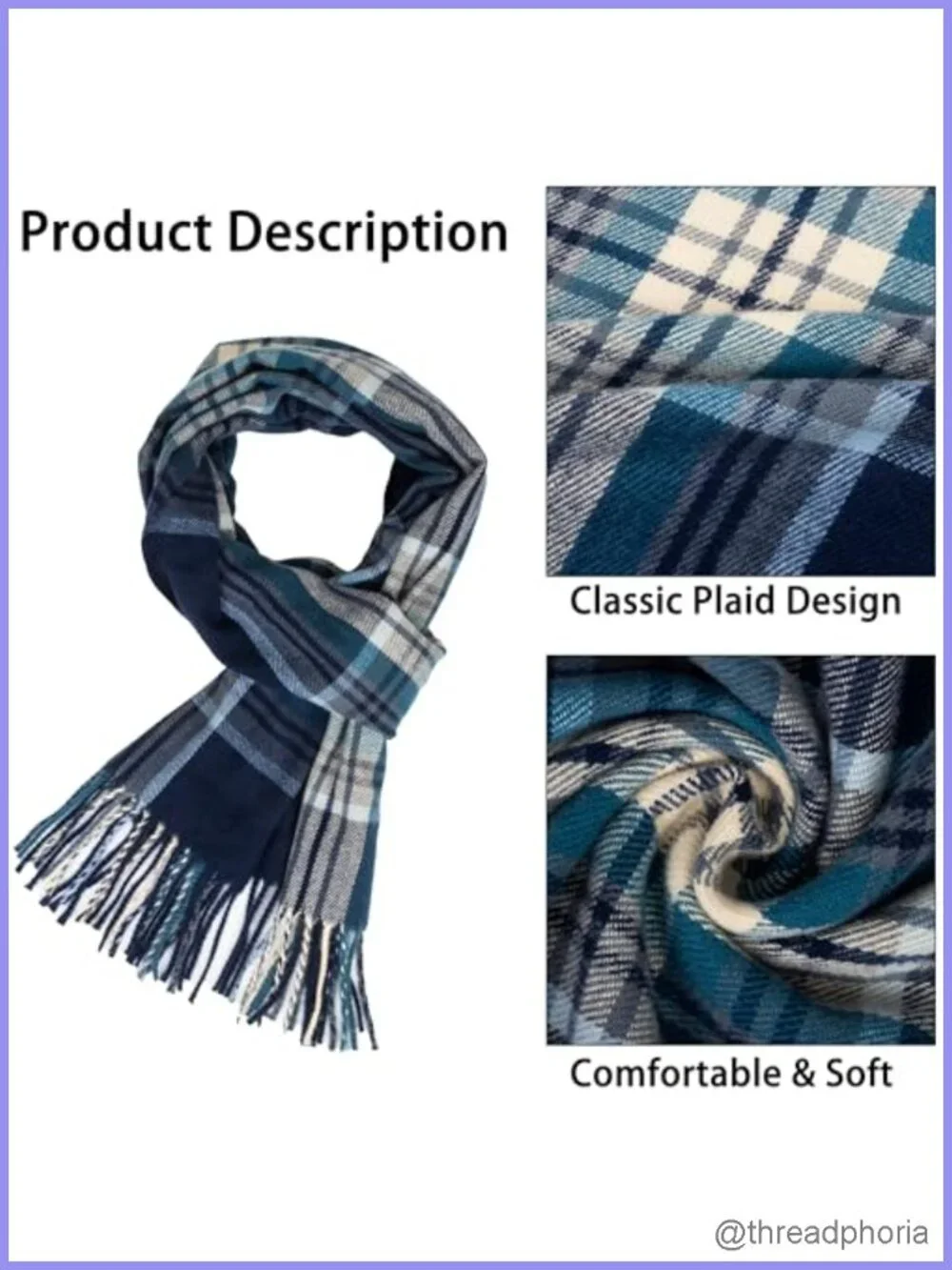 Unisex Tartan Plaid Winter Scarf Wrap Shawl with Tassels Soft Warm Knit Extra